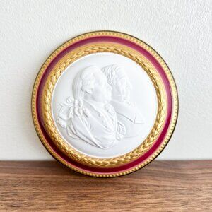 Villeroy & Boch Red Gold Cameo Trinket Box | 1998 Collector Porcelain